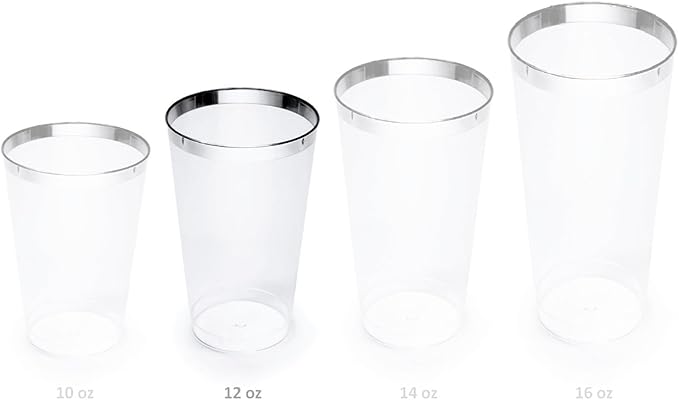 " OCCASIONS " 640pcs set (80 Guests)-Extra Heavyweight Vintage Wedding Disposable/Reusable Plastic Plates (80 x 11''+80 x 8.25'')+Silverware+12oz Cups+Napkins (Chateau CollectionWhite)