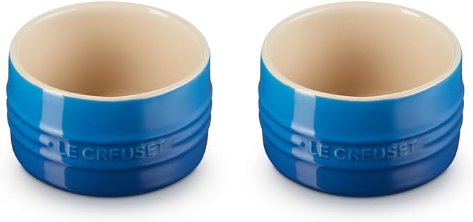 Le Creuset Stoneware Round Ramekin Straight Wall Set of 2, 7 oz. Each, Marseille