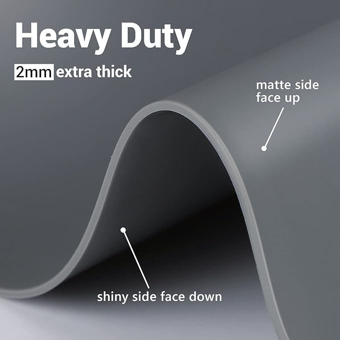 Ewen 25.6"x17.7"x0.08" Large Heat Resistant Silicone Mat for Kitchen Counter, 2mm Thick Countertop Protector Mat, Non-Stick Glass Top Stove Cover Pad for Appliances Coffee Maker Table Workbench Gray