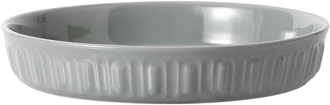 Fun Elements Shallow Dog Bowls, 8" Ceramic Dog Food Plate for Small and Medium Breeds, Non-Slip, Flat and Wide, Dishwasher Safe, Suitable for Puppies and Kittens (Grey)