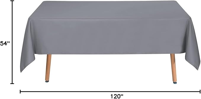 sancua Rectangle Tablecloth - 54 x 120 Inch - Water Resistant Spill Proof Washable Polyester Table Cloth, Decorative Fabric Table Cover for Dining Tables, Buffet Parties and Camping, Light Grey