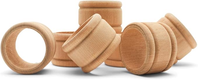 Vintage Unfinished Wood Napkin Rings Set of 12, 1-3/4 inch Unfinished Wooden Napkin Rings for Crafts & Table Decor, by Woodpeckers