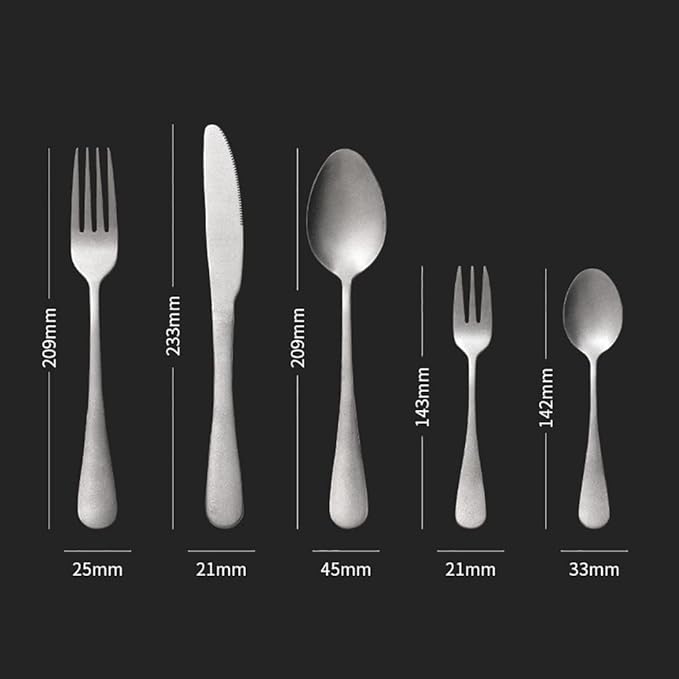 Matte Silverware Set for 16 Stainless Steel Flatware Set Vintage Style Delicate Cutlery Utensils 80 Piece Include Knives Forks and Spoons Tableware Set for Home Kitchen Wedding Restaurant