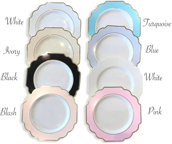 " OCCASIONS " 240 Plates Pack,(120 Guests) Heavyweight Wedding Party Disposable Plastic Plates Set -120 x 10.5'' Dinner + 120 x 8'' Salad / Dessert (Imperial in Black & Gold)