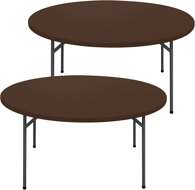 Round Spandex Tablecloth 2 Pack, Elastic Fitted Waterproof Tablecloths for 36"-44" Tables, Stretch Washable Picnic Table Cover for Camping, Dining, Indoor and Outdoor, Coffee