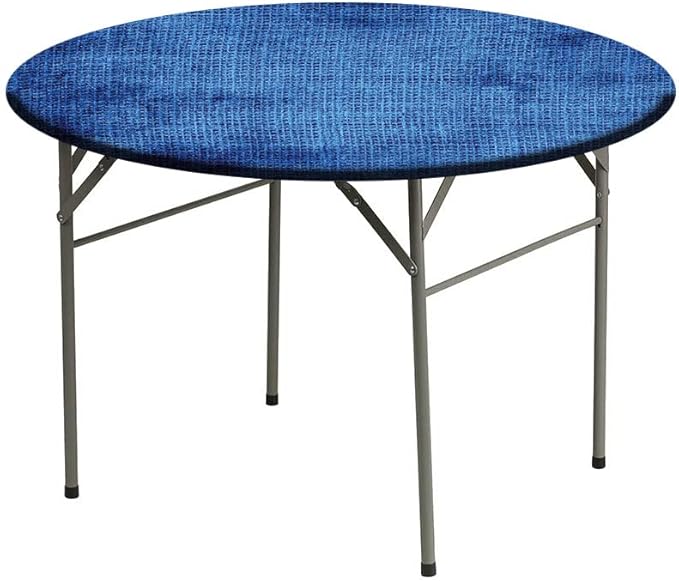 Round Tablecloth, Navy Blue Deco Tablecloth for Side Table, Faded Burlap Texture Old Fashioned Grunge, Fit Round Tables 61inch Diameter, for Dining Room/Party/Banquet Decoration, Royal Blue