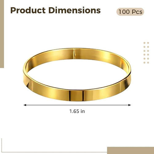 100 Pcs Gold Napkin Rings, Simple Round Metal Napkin Ring Holders 1.65 in, Alloy Napkin Rings Bulk, Table Decor for Weddings, Parties, and Banquets
