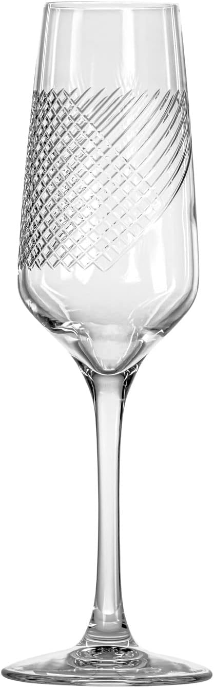 Rolf Glass Bourbon Street 5.75oz Champagne Flute Set of 2 | Lead-Free Champagne Flutes | Diamond-Wheel Engraved and Polished | Designed and Made in the USA