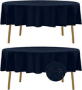 Fokitut 2 Pack Waterproof Round Tablecloth, 90 Inch, Stain Resistant and Wrinkle Polyester Table Cloth, Fabric Table Cover for Kitchen Dining, Wedding, Party, Holiday Dinner-Navy