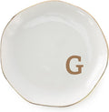 Initials Ring Dish Jewery Tray with Personalized G-Monogrammed Gifts Wedding Engagement for Women Friends sister,Ceramic White