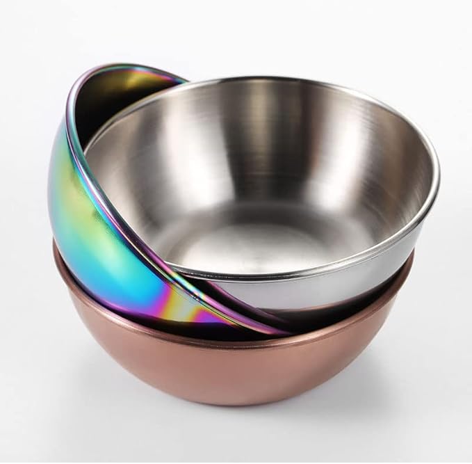 12 Pack Stainless Steel Sauce Dishes, Rainbow Mini Saucers Bowl Round Seasoning Dishes Sushi Dipping Bowl Appetizer Plates, 3.15inch