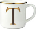 Miicol Ceramic Coffee Mug 16 oz, Monogram Coffee Cup, Golden Initial Tea Mug, Personalized Tea Cup, Unique Gift, Large Mug for Home, Office, Letter T
