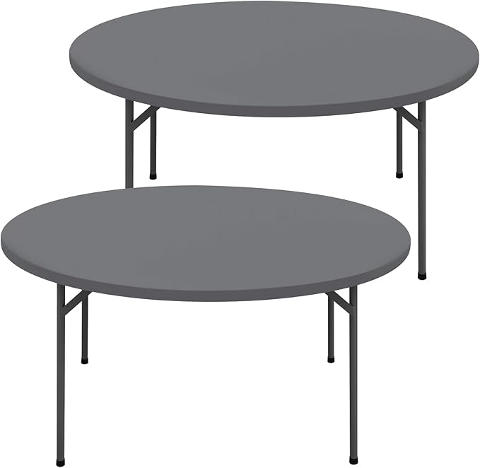 Round Spandex Tablecloth 2 Pack, Elastic Fitted Waterproof Tablecloths for 18"-24" Tables, Stretch Washable Picnic Table Cover for Camping, Dining, Indoor and Outdoor, Grey