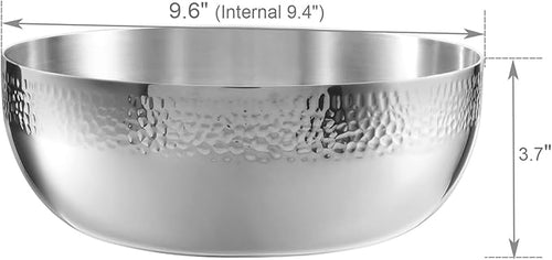 100oz Stainless Steel Hammered Salad Bowl, Large Fruit Popcorn Serving Bowl