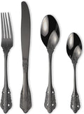 Vintage Black Silverware Flatware Set for 8, European Classic Style 32 Pieces Stainless Steel Tableware Cutlery Set,Fine Kitchen Utensils for Wedding Restaurant Hotel Christmas