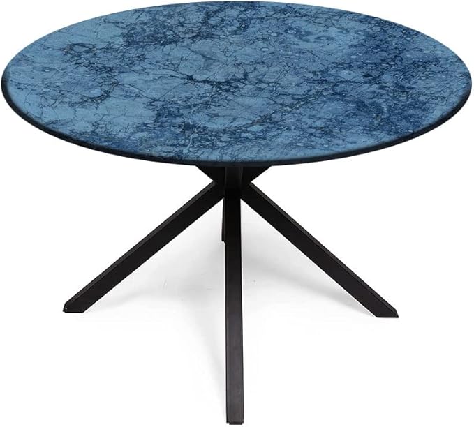 Small Round Tablecloth, Marble Washable Polyester Table Cloth for, Abstract Crack Pattern, Fit Round Tables 61inch Diameter, for Wedding Party Dining Banquet Use, Blue