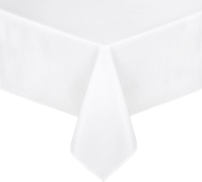 JIUZHEN Faux Linen Farmhouse Tablecloth Rectangular, Wrinkle Stain Resistant Table Cloth Rectangle Table Cover for Kitchen Dining, Holiday Party Dinner, White, 54 x 120 Inch