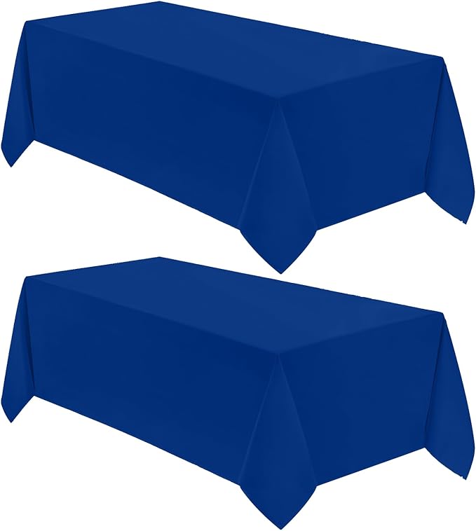 VidaFete Tablecloth 2 Pack 90*132inch Rectangle Table Cloth Polyester, Stain Wrinkle Resistant Polyester Dining Table Cover for Kitchen Dinning Party Wedding Rectangular Buffet Decoration(Royal Blue)