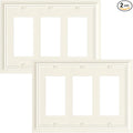 2-Pack Decorative Tripple Decorator Outlet Cover Plate, Durable Natural Bamboo Fiber Light Almond Wall Plate for Electrical Outlets, Receptacle, GFCI Outlet, Dimmer Switch, 3-Gang, Corrosion Resistant