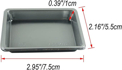 100 pcs Mini 2.95"x2.16" Dipping Sauce Dishes, Plastic Disposable Rectangular Silver Soy Sauce Plate Set, Condiment Serving tray, Seasoning Platter, Appetizer Bowel -for Sushi Mustard Vinegar Soy BBQ