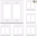 ELEGRP 2-Gang Decorative Wall Plates, Standard Size 4.53" H x 4.57" L Unbreakable Thermoplastic Faceplate Cover for Decorator Receptacle Outlet Switch, UL Listed (10 Pack, Glossy White)