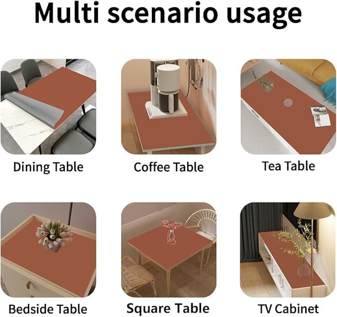 Leather Table Cover,1.8mm Thick,42x66 Inch Table Protector,Table Protector for Dining Room Table,Dining Table Cover,Table Cover Protector,Dining Table Protector(Brown+Gray,42x66)