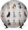 Decorative Plates, Dog Print Ornament, AGroup of Different Puppy Breeds Family Type Species, 8 Inch, Kitchen Wall Decor, Multi