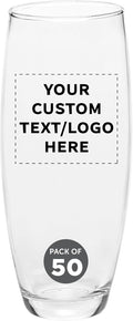 DISCOUNT PROMOS 50 ARC Stemless Champagne Flutes Set, 9 oz. - Customizable Text, Logo - Cachet, Glassware, Cocktails - Clear