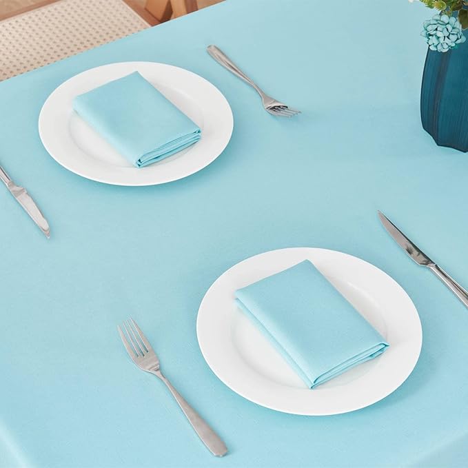 Rectangle Tablecloth Waterproof 60x120 inch Linen Textured Table Cloth Stain and Wrinkle Resistant Washable, Decorative Fabric Table Cover for Dining, Party and Camping, Aqua