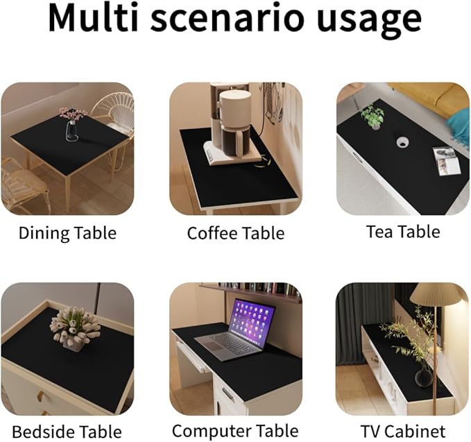 Leather Dresser Cover,1.8mm Thick,14x66 Inch,Dresser Protector Top,Dresser Top Protector,Dresser Cover Top,Dresser Top Cover,Dresser Cover Top for Bedroom.(Black+Black,14x66)