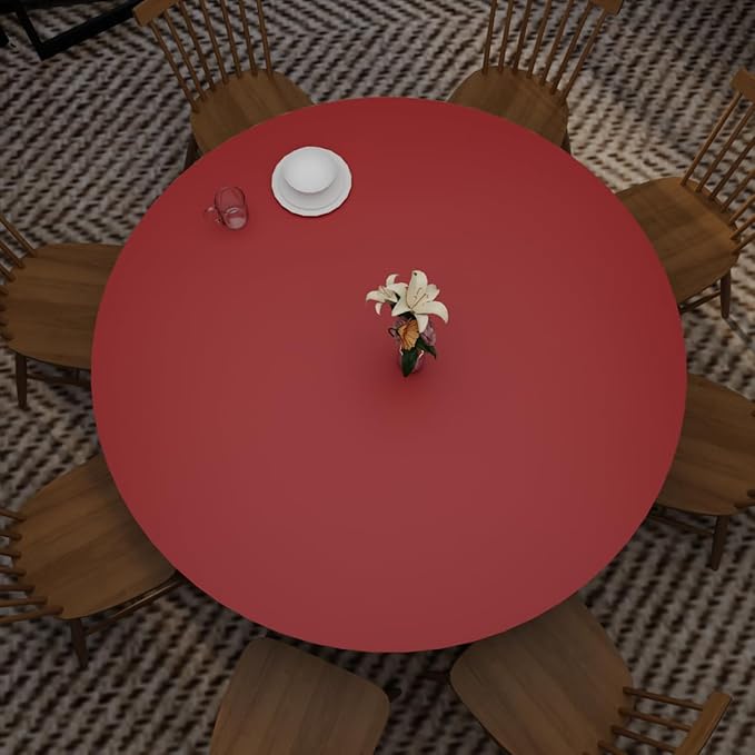 Round Table Cover Protector - Can Be Used On Both Sides Waterproof and Easy to Clean Good Flatness Used for Dining Table(Black+Wine Red Dia.41Inch)