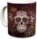 Sweet Gisele | Sugar Skull Mug | Ceramic Floral Print Coffee Cup | Day of the Dead Design | Beautiful Vivid Colors | Great Novelty Gift | Multicolor Mugs | 11 Fl. Oz (Multi/Brown)