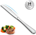 Dinner Knives Set of 36, 9” Butter Knives with Pretty Line Handle, Food Grade Stainless Steel Table Knife, Dishwasher Safe & Mirror Polished