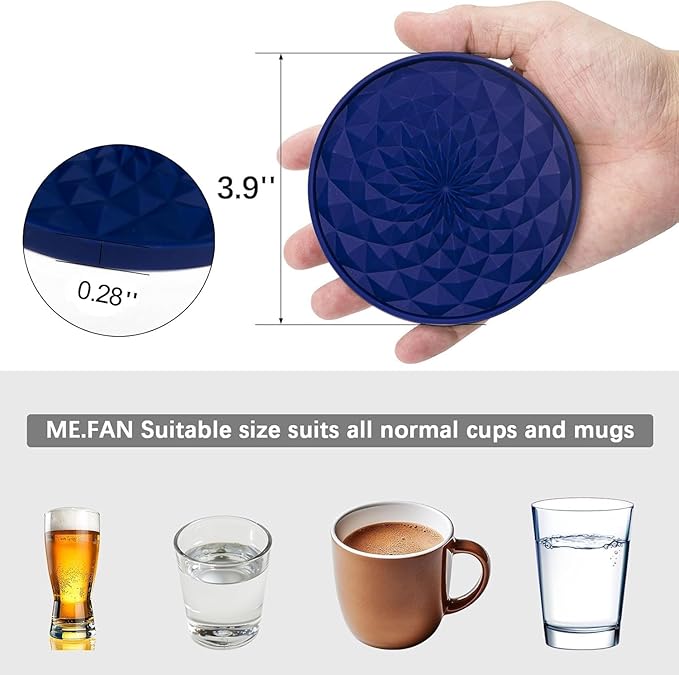 Silicone Coasters [6 Pack] with Holders Drink Coasters, Table Cup Mat, for Hot or Cold Drinks Thickened, Non-Slip, Non-Stick, Deep Tray Black