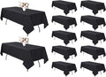 12 Pack Black Tablecloth 60 x 126 Inch Rectangular Table Cloth for 8 Foot Rectangle Tables, Wrinkle Resistant Washable Polyester Fabric Table Covers for Wedding Party Banquet Buffet