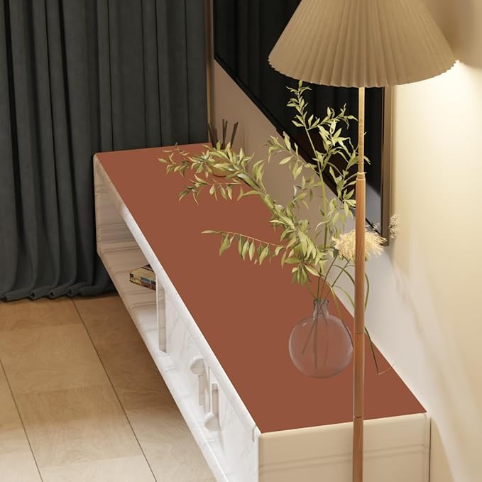 Leather Desk Mat,1.8mm Thick,17x72 Inch Desk Cover,Desk Protector Mat,Dresser Cover Top,Table Cover Rectangle,End Table Cover,Coffee Table Cover Rectangle(Brown+Gray,17x72)
