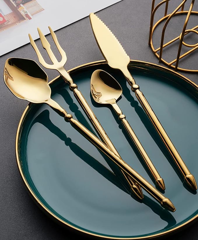 Silverware Set for 14 Durable 18/10 Stainless Steel Flatware Set Creative Styles 56 Piece Modern Cutlery Tableware Utensils Set for Home Kitchen Wedding Restaurant Knives forks and Spoons