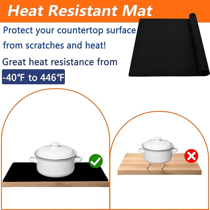 49.2''x15.7''(125cmx40cm) Extra Large Silicone Mat, Silicone Mats for Kitchen Countertop, Heat Resistant Mat Kitchen Island Countertop Protector, Waterproof Kitchen Counter Mats, Semitransparent