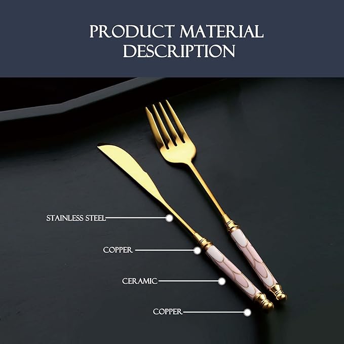 10-piece Silverware Set With Ceramic Handle, Premium Food Grade Stainless Steel Flatware Sets, Mirror Polished Cutlery Set, Dishwasher Safe (for 2 People)