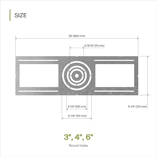 ASD 12 Pack New Construction Mounting Plate with Symmetric Round Hole - 3-4-6" Flat Steel Rough-in Wafer Light Bracket, LED Recessed Lighting Housing