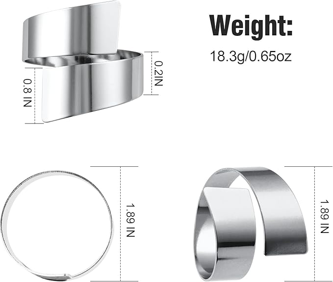 Silver Napkin Rings Set of 10, Metal Material (Silver, Normal)