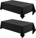 2 Pack Rectangle Tablecloth, 60x84 inch, Water Resistant Wrinkle Free Linen Textured Table Cloth Washable, Decorative Fabric Table Cover for Dining, Party and Camping, Black