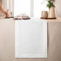 D'Moksha Homes Linen White Table Runner 36 Inches - 100% Pure Linen Small Table Runner 14 x 36 Inch Ideal for Dresser, Coffee Tables, Valentines, Spring, Easter - Classic Hemstitch
