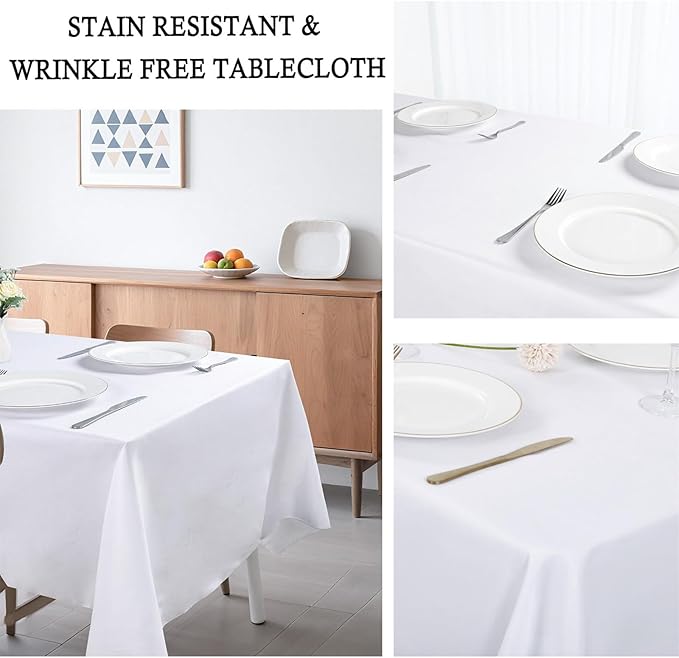 8 Pack White Tablecloth 60 x 126 Inch Rectangular Table Cloth for 8 Foot Rectangle Tables, Wrinkle Resistant Washable Fabric Polyester Table Covers for Wedding Party Banquet Buffet