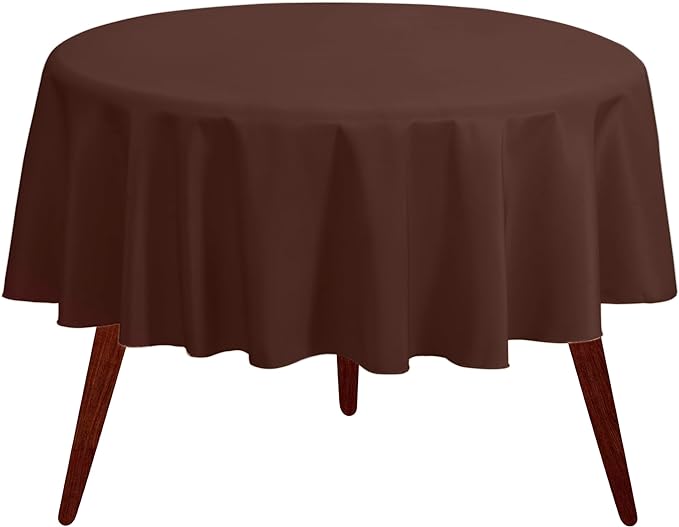 Gee Di Moda Round Tablecloth - 70 Inch Chocolate Round Table Cloth for 24 to 48 Inch Round Tables - Heavy Duty Washable Fabric - for Buffet Table, Holiday Party, Dinner, Wedding & Baby Shower