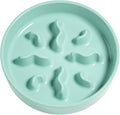 Ceramic Slow Feeder Dog Bowls Small Breed, 0.5 Cups Dog Food Dish for Fast Eaters, Puzzle Bowl for Small Dogs and Cats, 5.5 Inch-Turquoise