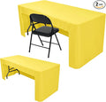 Nasitos 2 Pack Yellow Tablecloth Rectangle Fitted for 4 Foot-Open Back Tablecloth Fabric Washable and Wrinkle Resistant Table Cover for Trade Show, Parties, Banquet, Buffet, Baby Shower