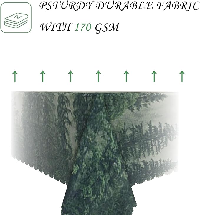 70x140 Inch Nature Scenery Rectangular Tablecloth Foggy Wild Forest Mysterious Secret Realm Table Cloth Waterproof Durable Table Cover for Home Game Room Banquet Picnic Outdoor BBQ Decor