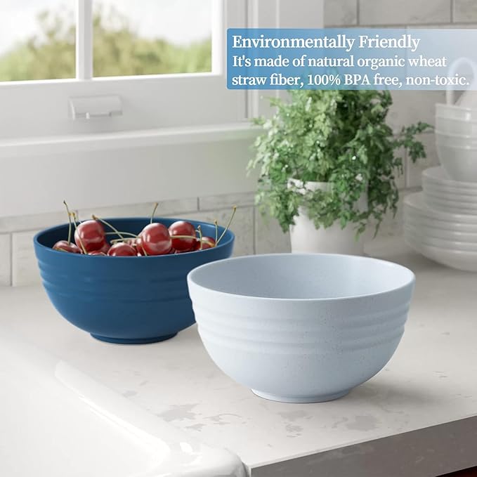Homestockplus [Set of 6] 68 Oz Salad Bowls Large Serving Bowls Unbreakable Ramen Bowl for Salad, Soup, Ramen, Noodle, Oatmeal, Snack Apply to Kitchen, Freezer,Dishwasher & Microwave Safe
