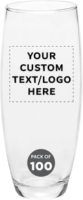 DISCOUNT PROMOS 100 ARC Stemless Champagne Flutes Set, 9 oz. - Customizable Text, Logo - Cachet, Glassware, Cocktails - Clear